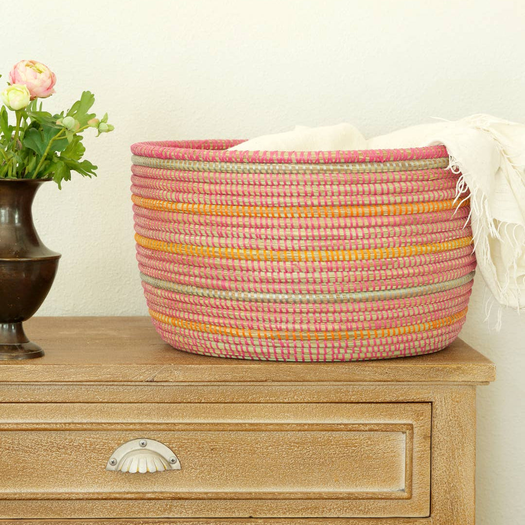 Sunrise Stripe Knitting Basket
