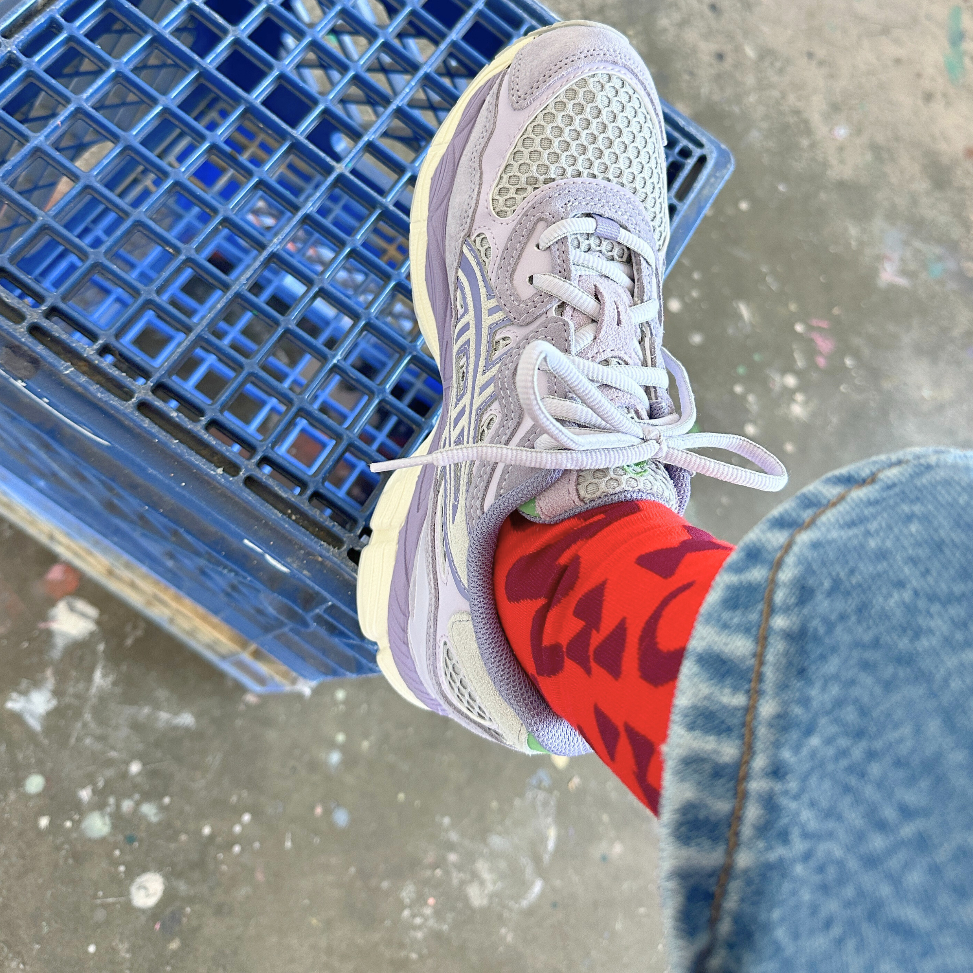 Crew Socks - Dashes and Moons Crew in Tomato & Maroon