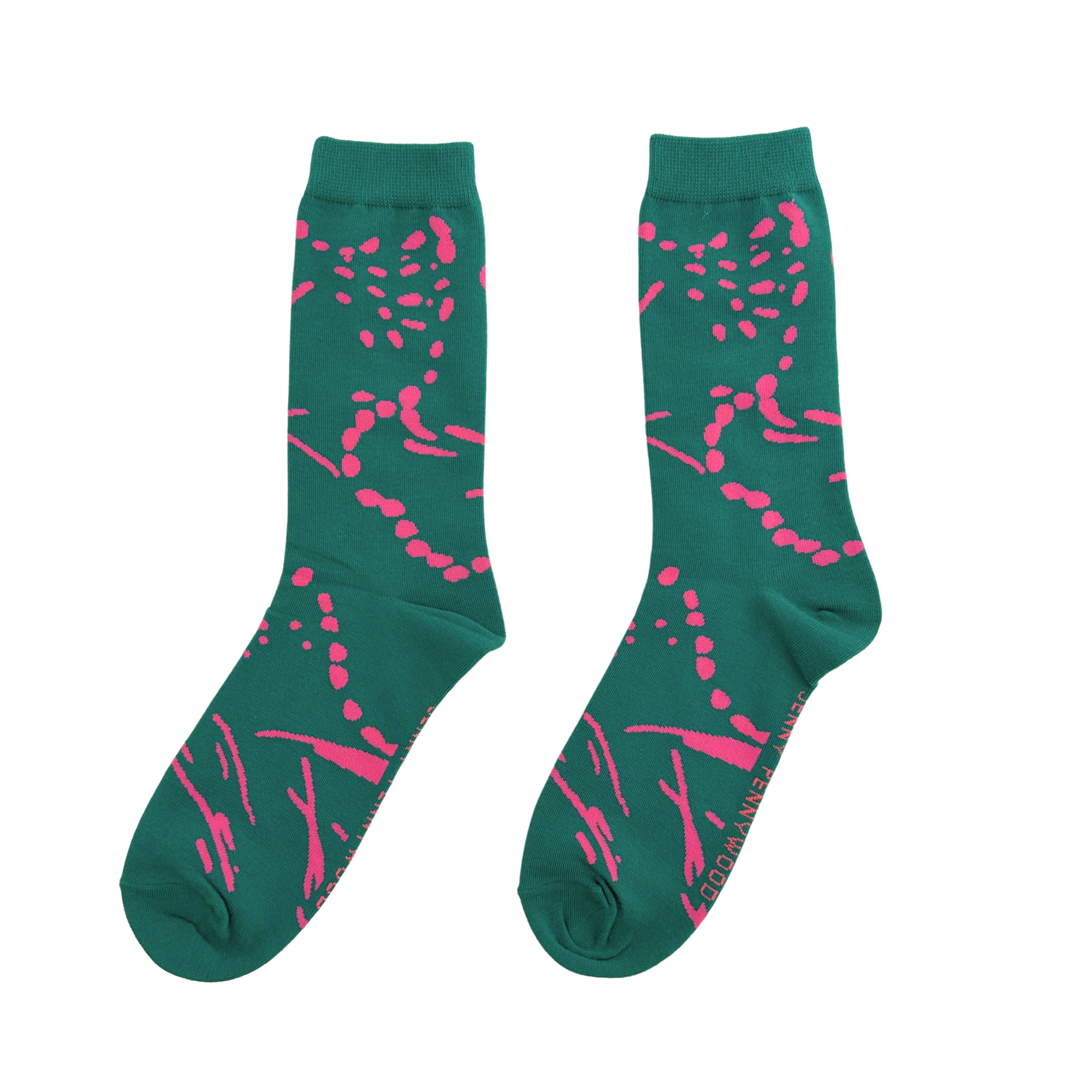 Crew Socks - Drape in Emerald & Neon Pink