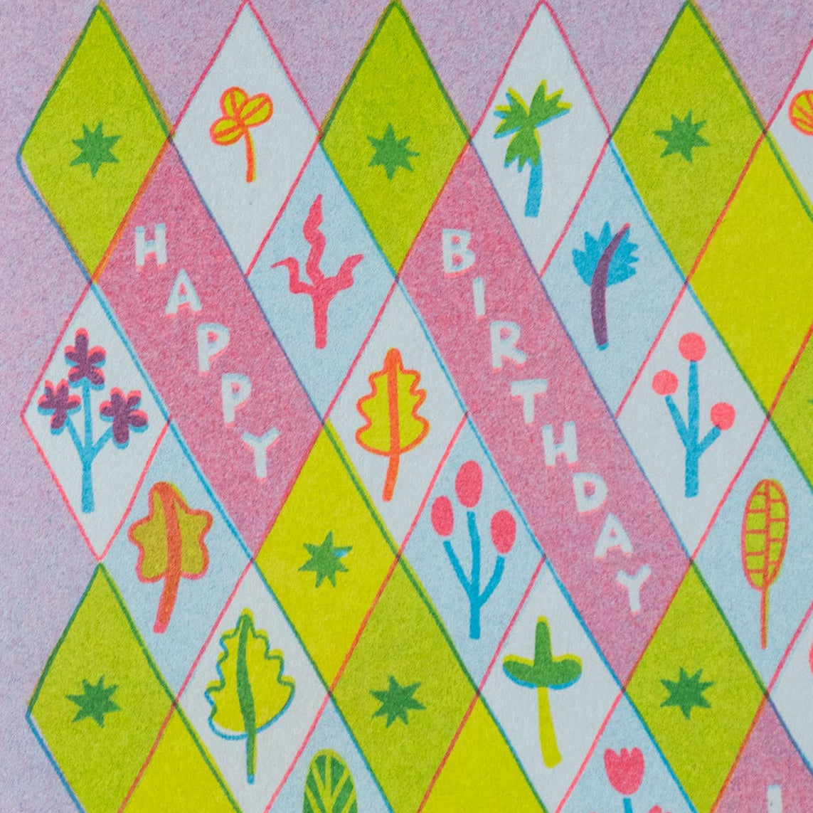 Little Diamonds Birthday - Risograph Greeting Card