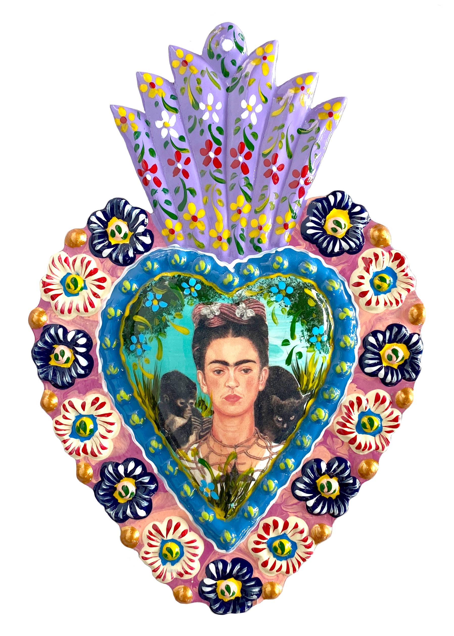 Frida with Pets Heart Sticker
