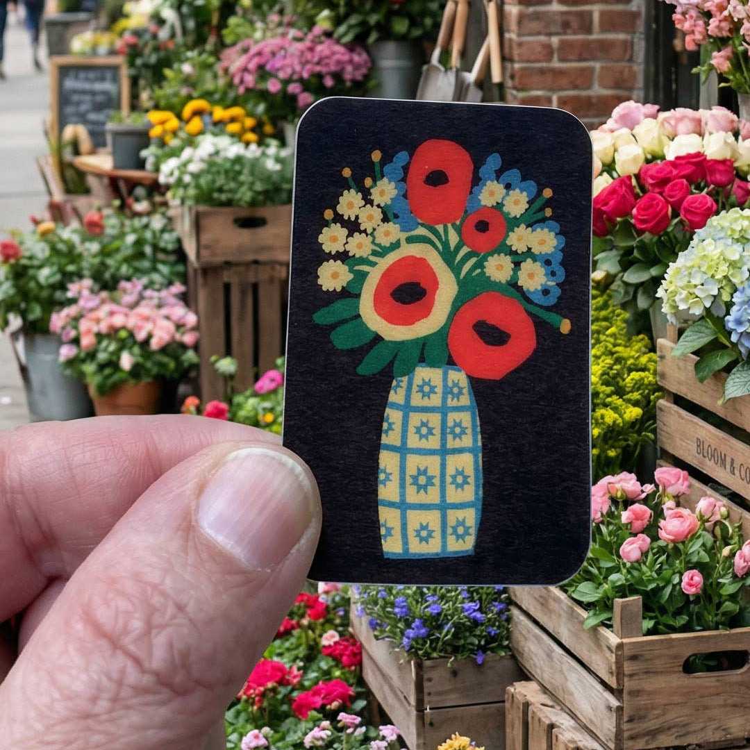 Folk Flower Vase Sticker
