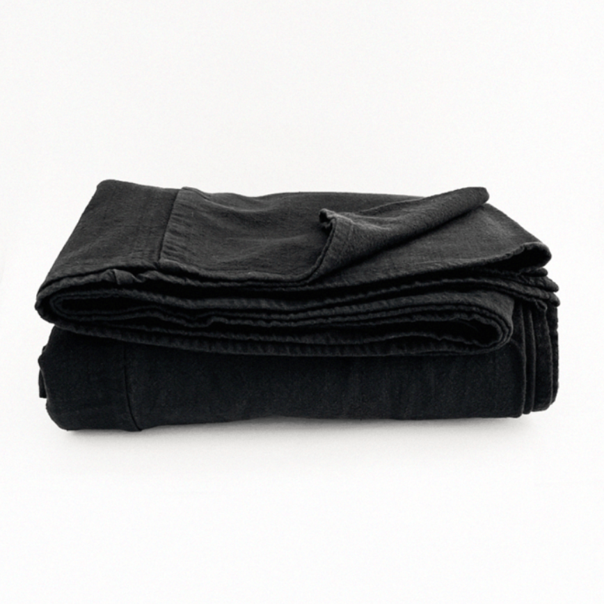 New Moon Black Handwoven Coverlet