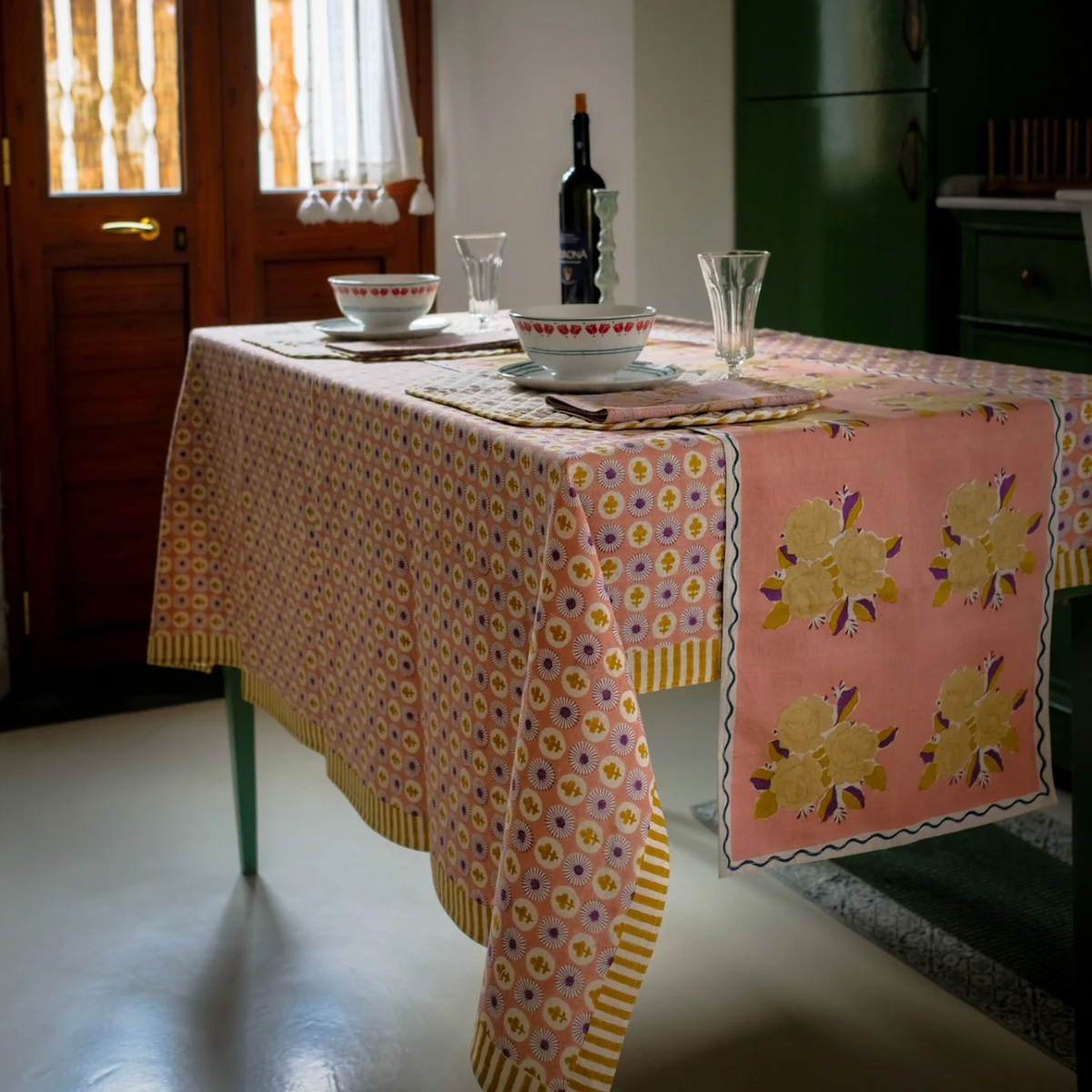 Gauri Hand Block-Printed Cotton Tablecloth
