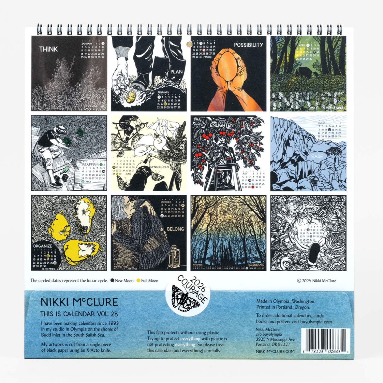 Nikki McClure Courage 2026 Wall Calendar