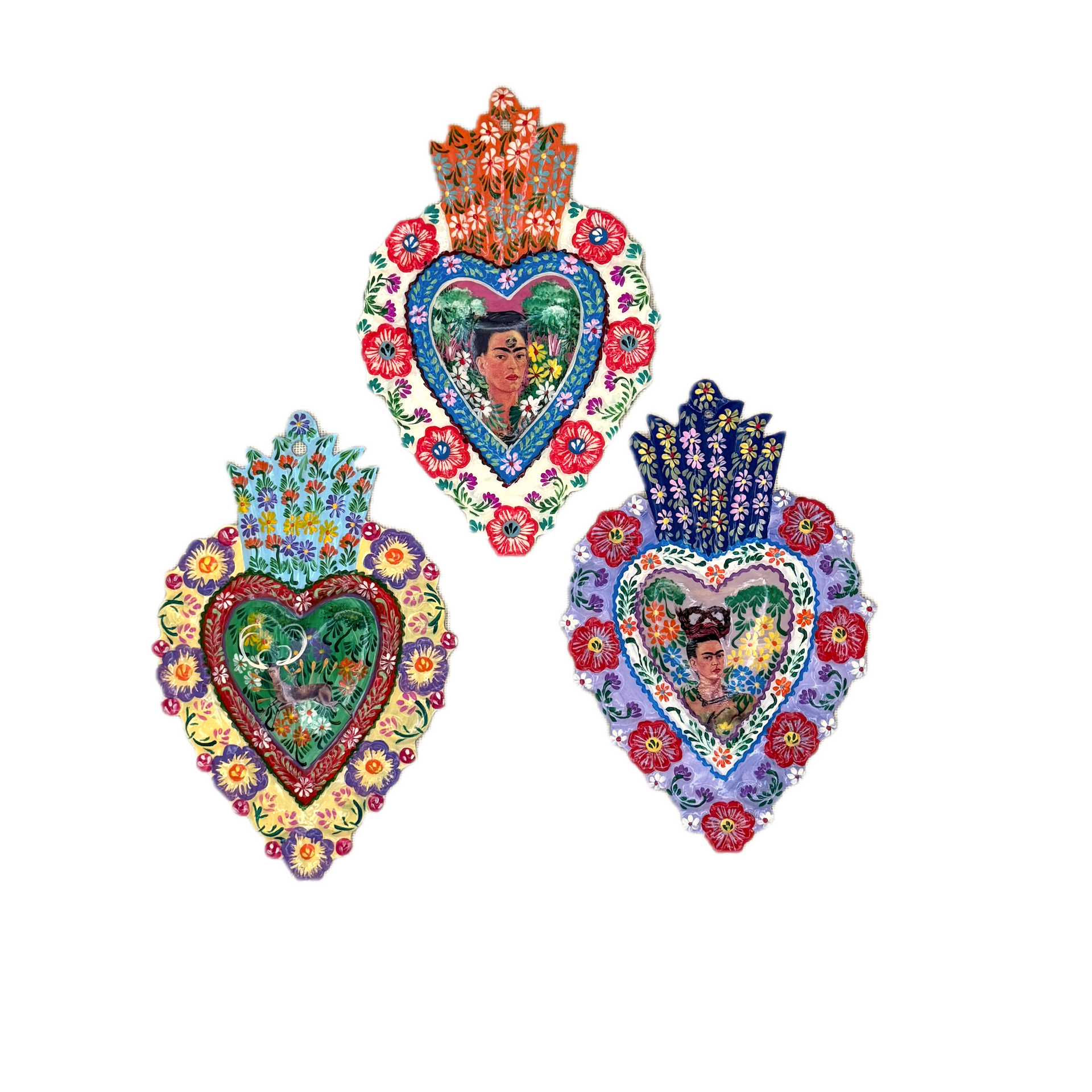 Sm. Frida Painted Milagro Heart, Peru