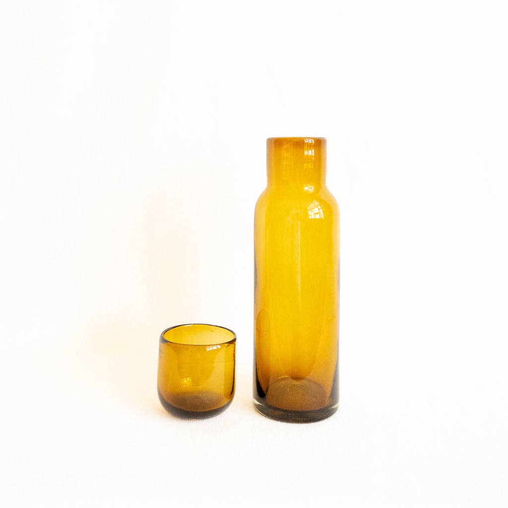 Handblown Glass Carafe - Amber