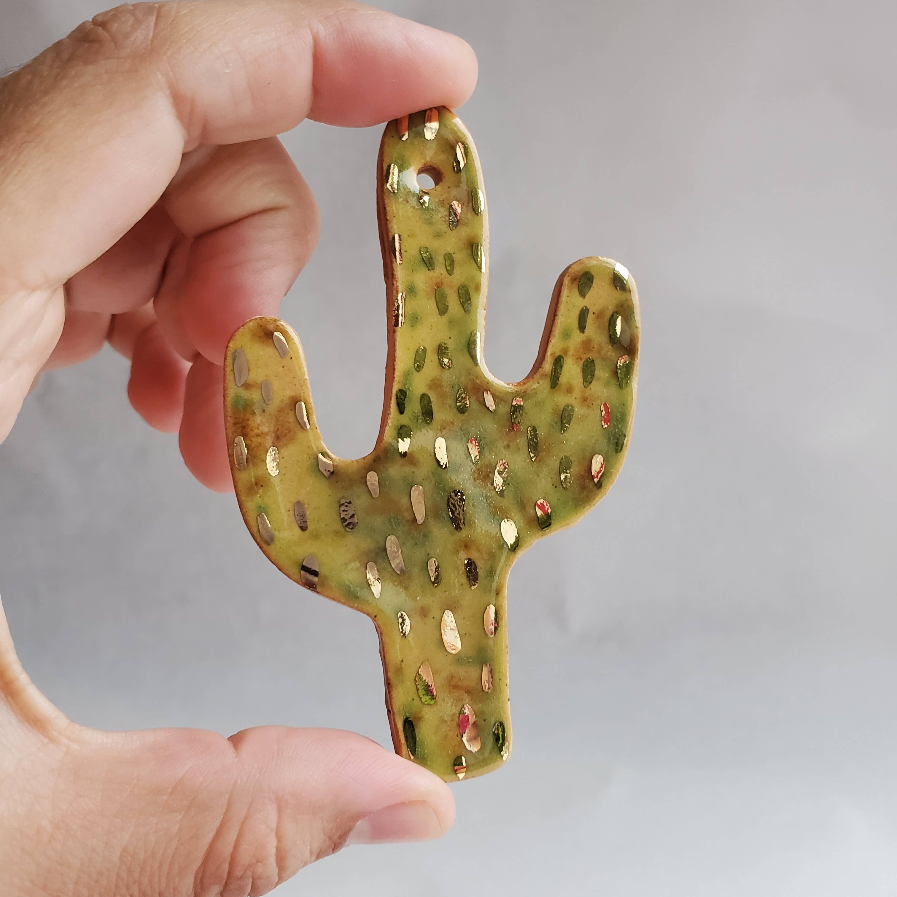 Green and Gold Cactus Ornament