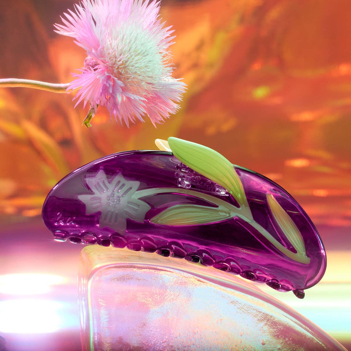 Purple Chicory Flower Extra Large Hair Claw