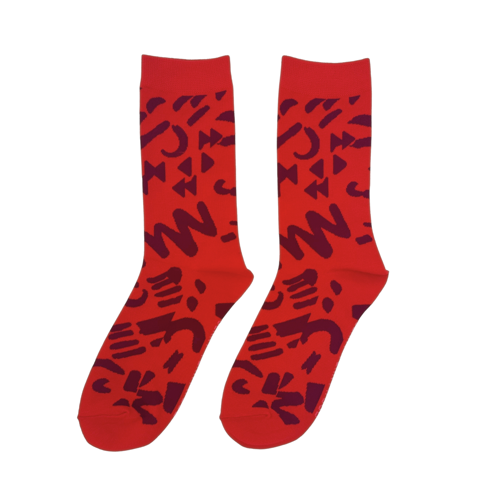 Crew Socks - Dashes and Moons Crew in Tomato & Maroon