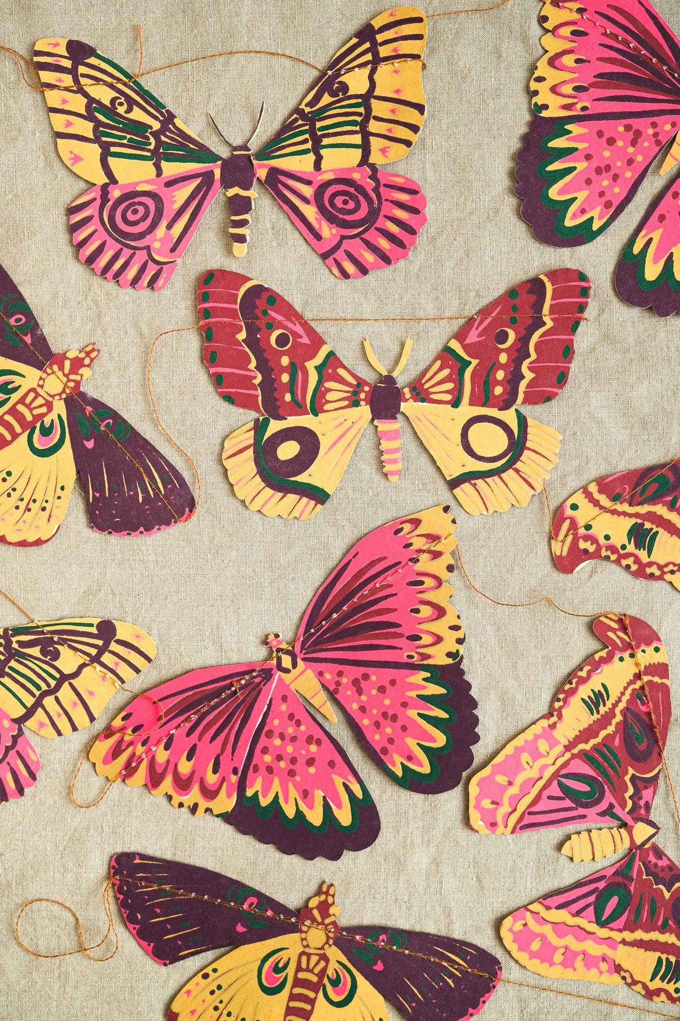 Colorful Butterflies Sewn Garland