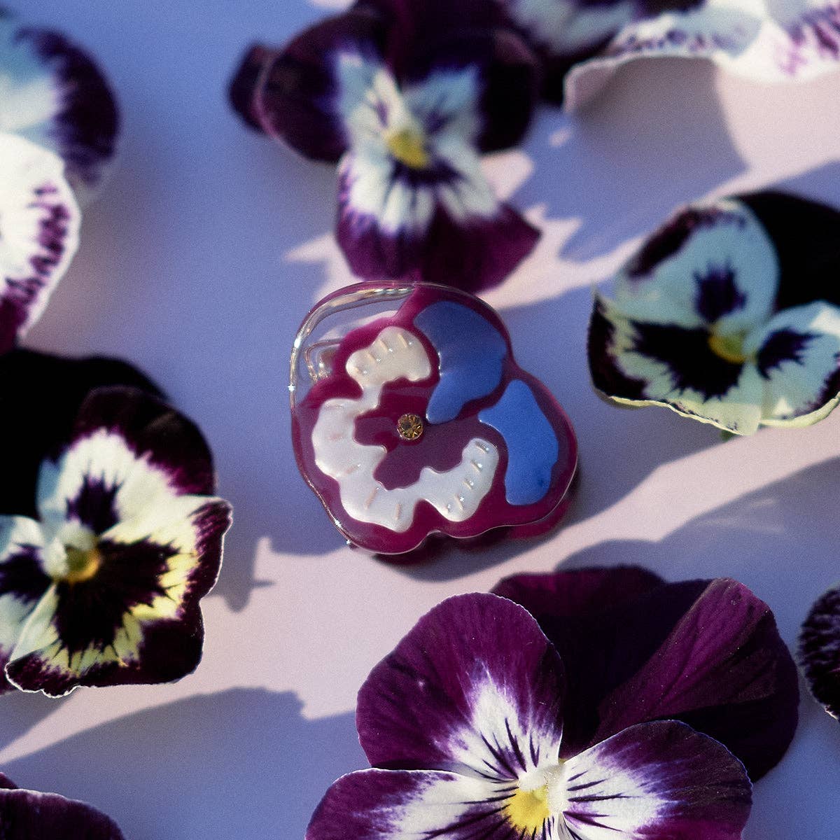 Micro Mini Pansy Claw - Small Purple Flower Hair Clip