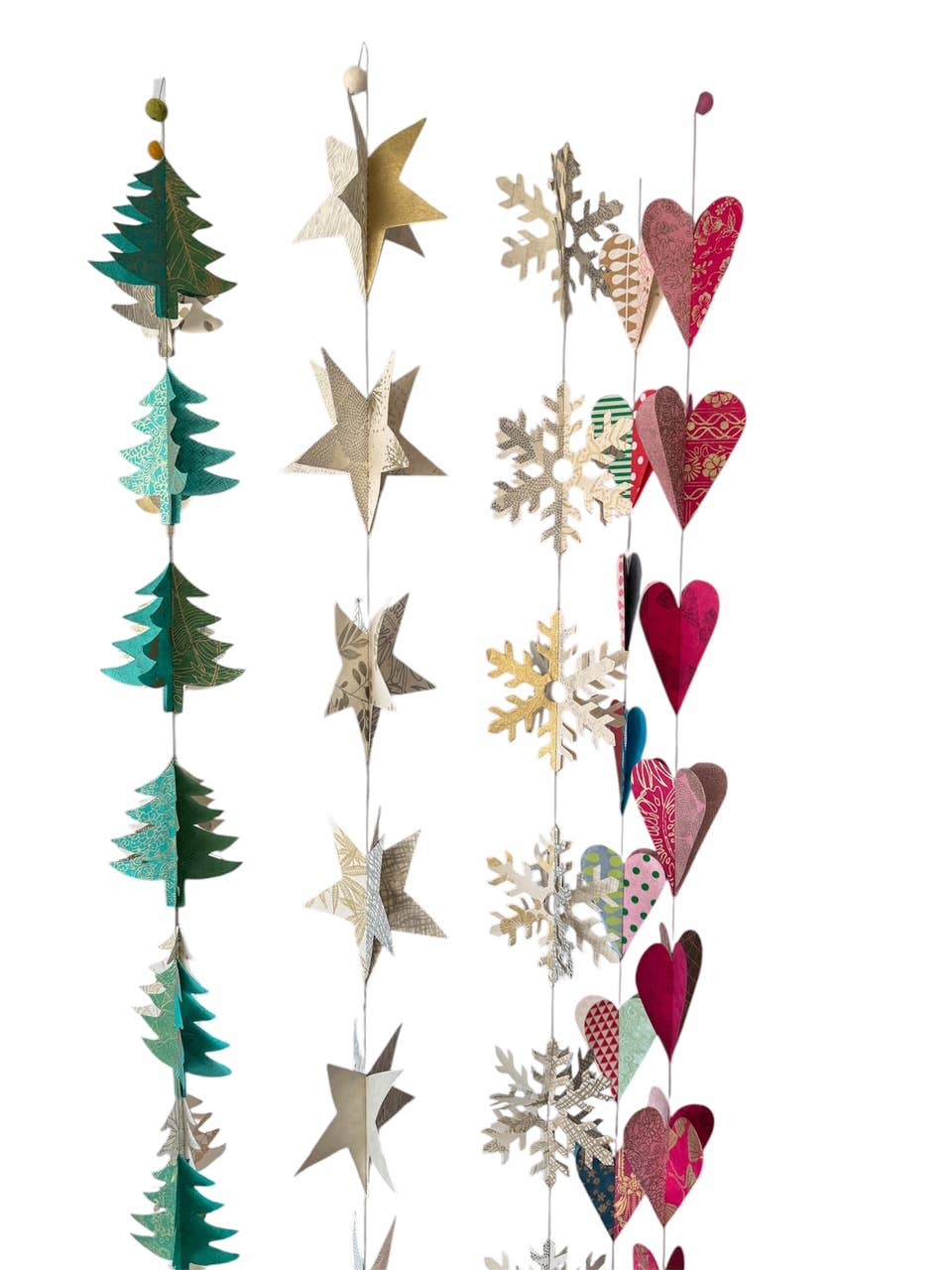 3D Paper garland, green trees 6ft
