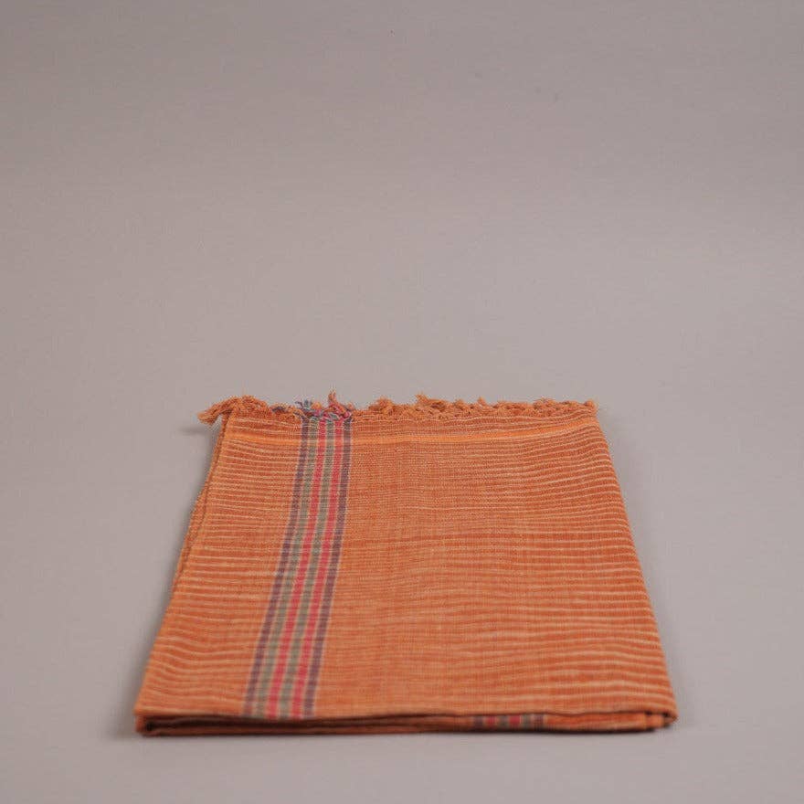 Handloomed Cotton Towel, Khadi, Ochre & Orange colour