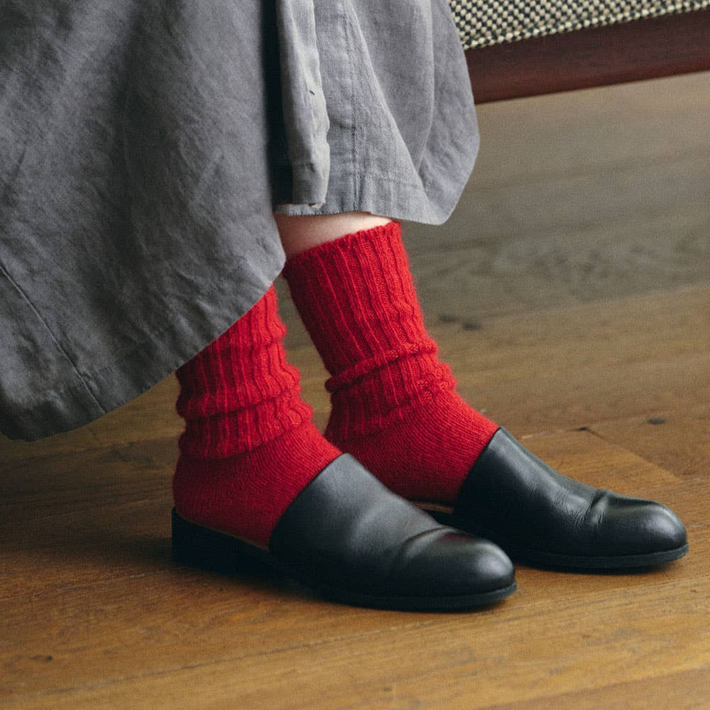 Mohair Socks Red