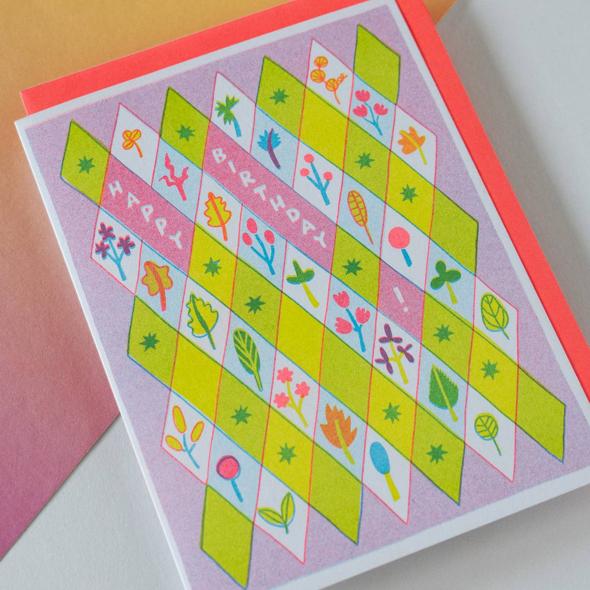 Little Diamonds Birthday - Risograph Greeting Card