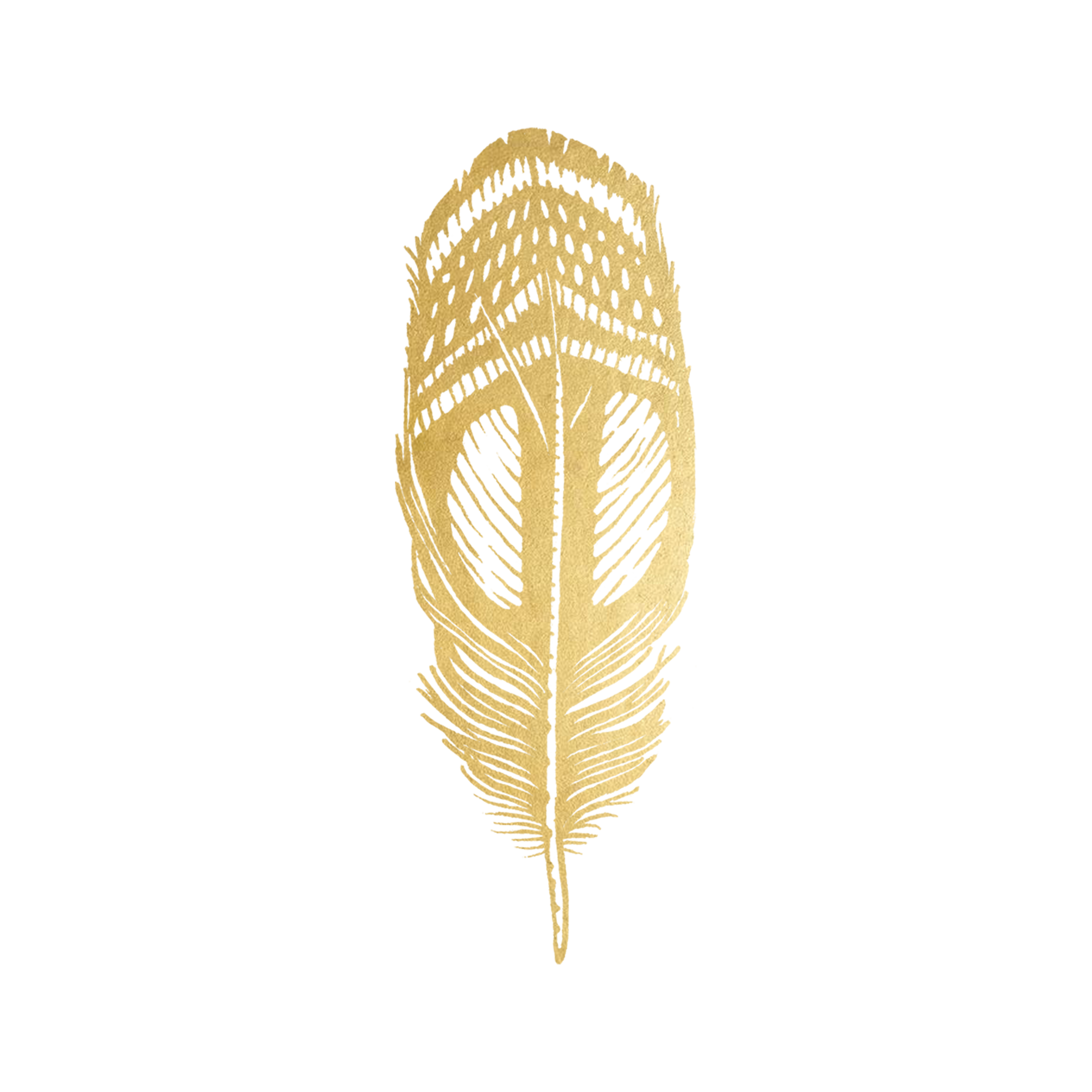 Quail Feather (Gold) Tattoo Pair