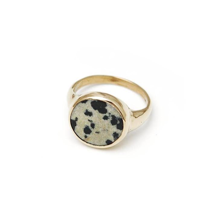 Lacuna Ring - Brass & Dalmatian Jasper