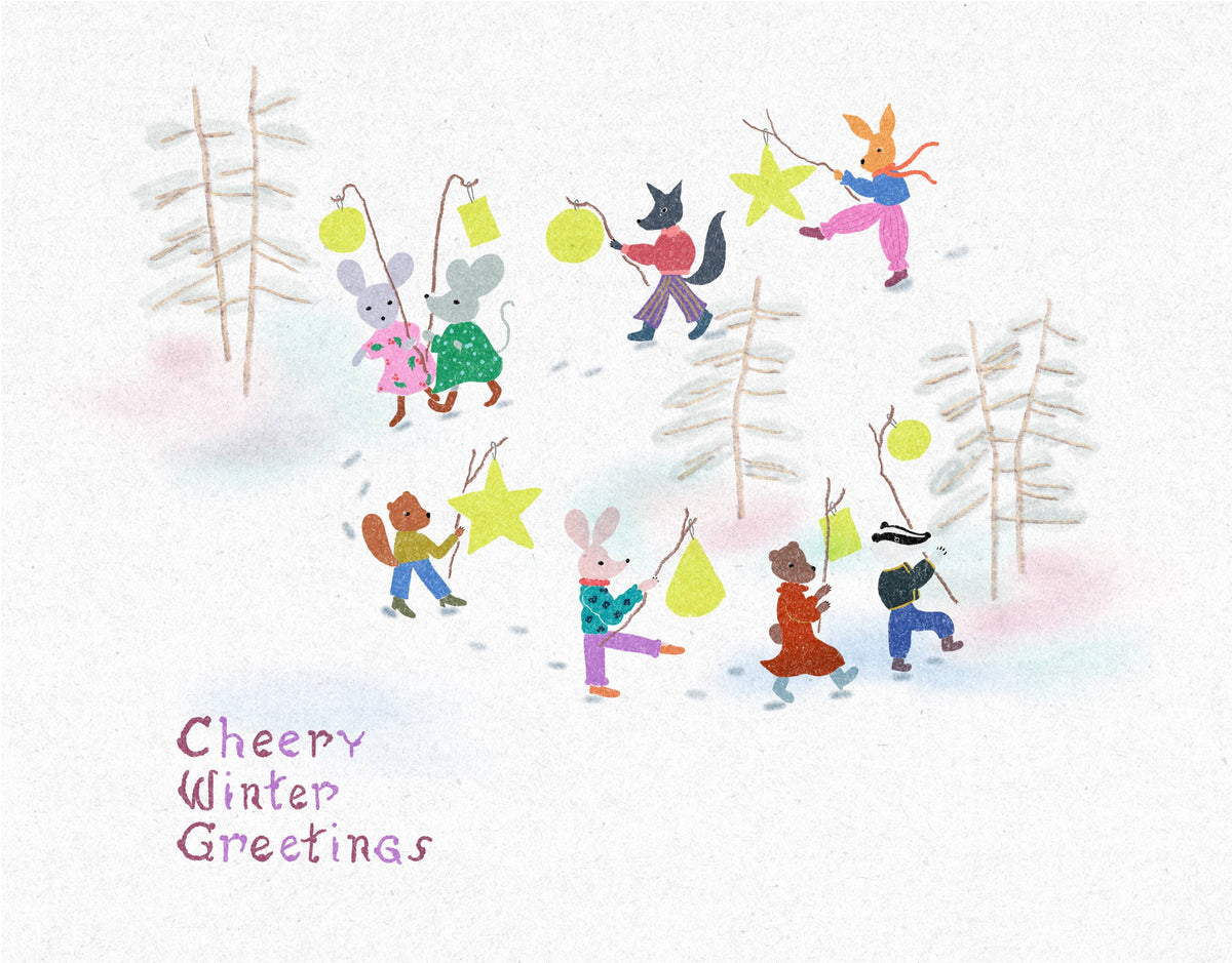 Cheery Winter Lantern Parade Card