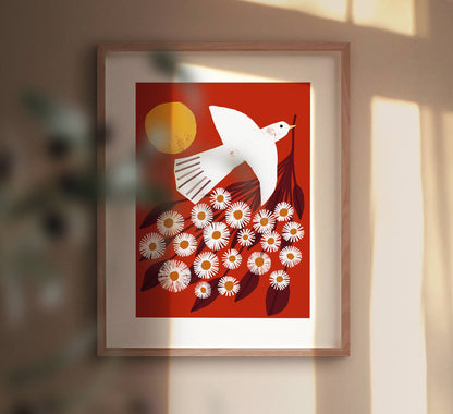 Red Dove Art Print