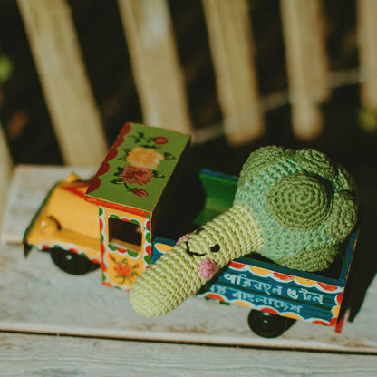 Handcrafted Happy Broccoli Baby Rattle