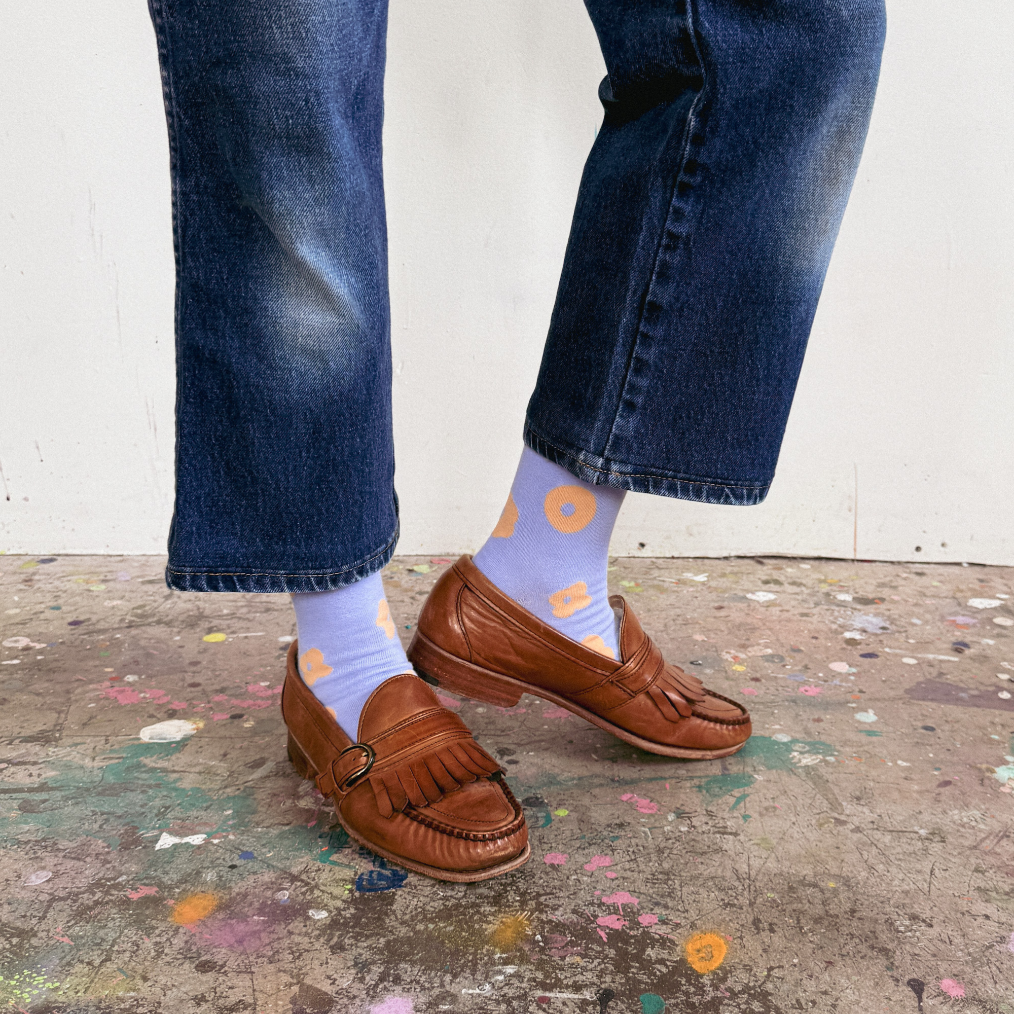 Crew Socks - Celeste in Lavender &amp; Peach