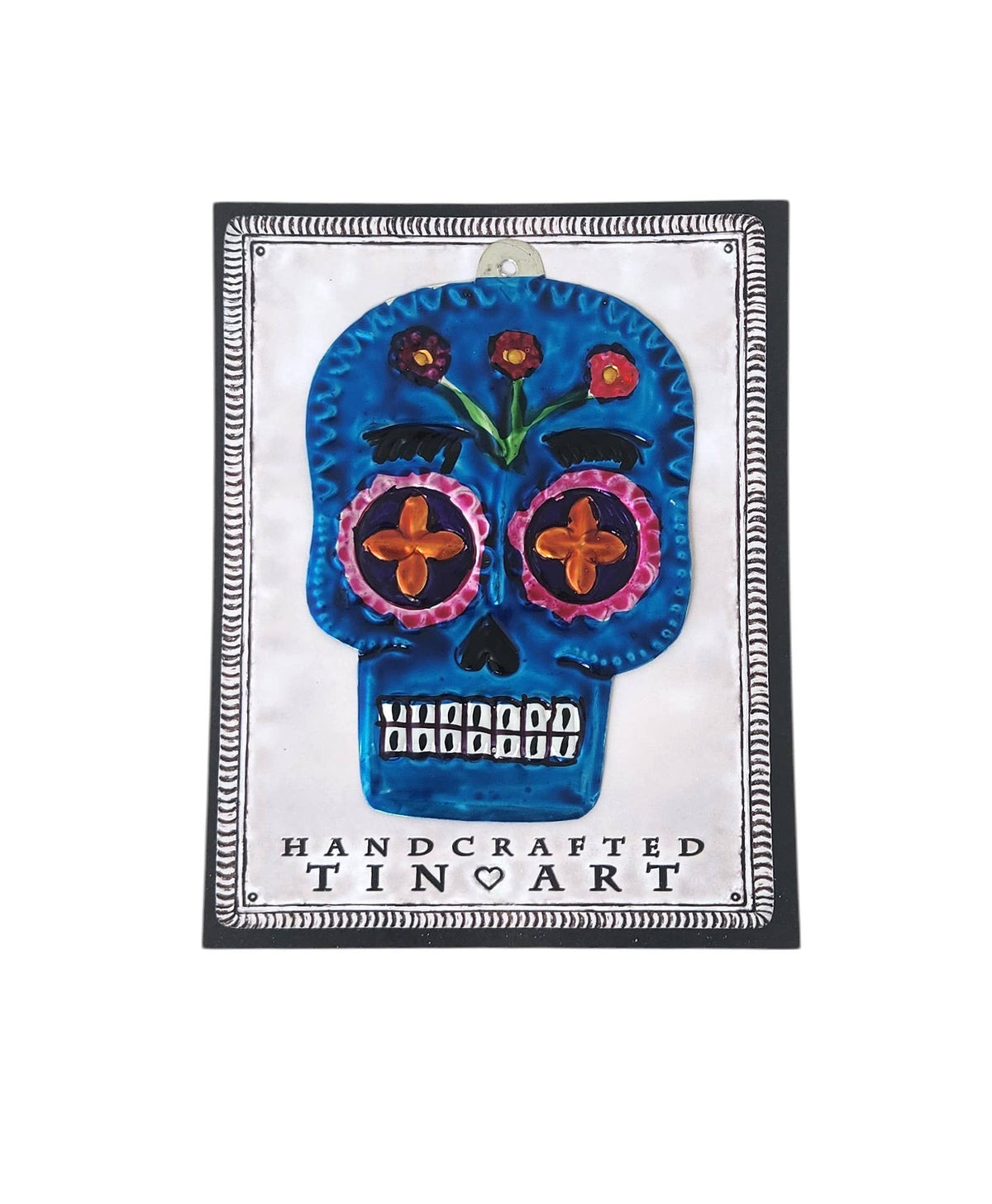 Tin Day of the Dead Sugar Skull Ornament