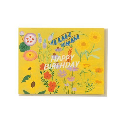 Yellow Floral Birthday Card