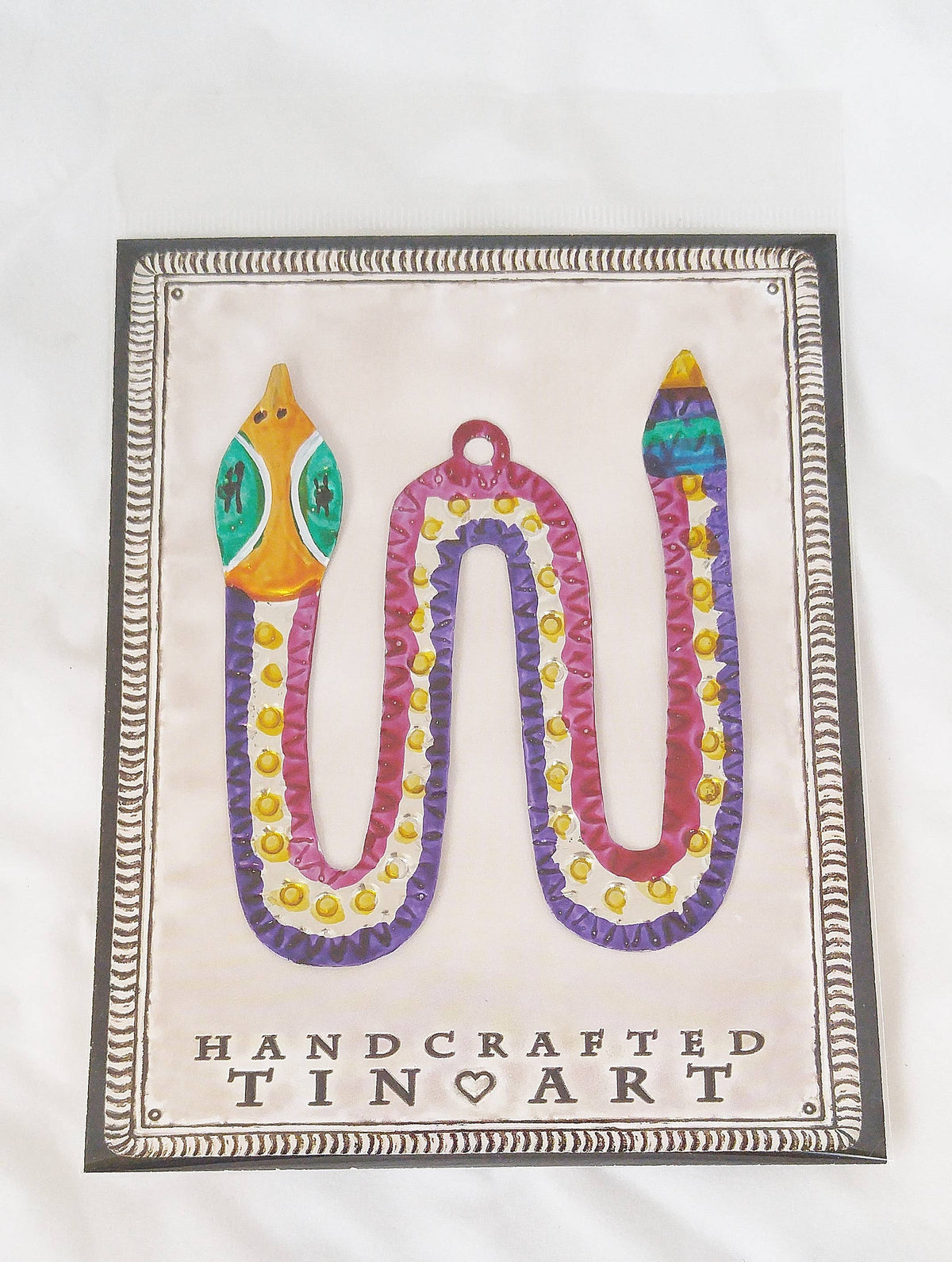Handcrafted Tin Snake Ornament from Mexico