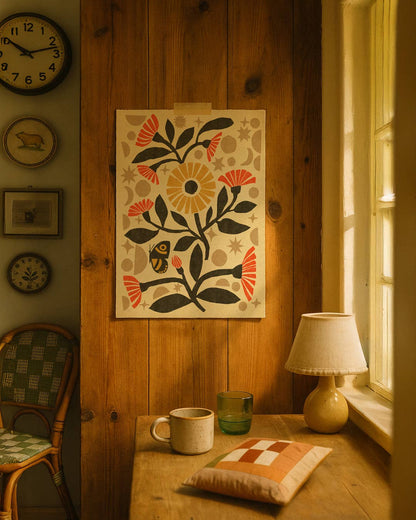 Sunflower &amp; Stars Art Print