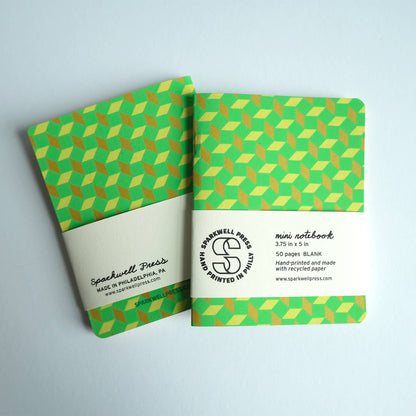 Box Pattern Mini Notebook - Green 
