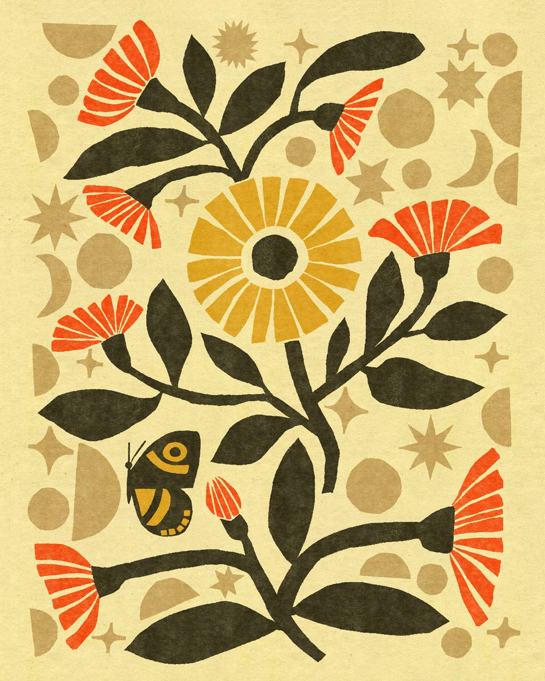 Sunflower &amp; Stars Art Print