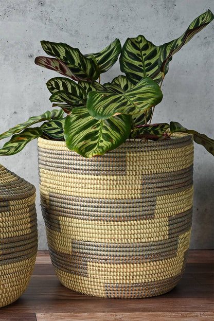 Silver &amp; Cream Stairstep Basket