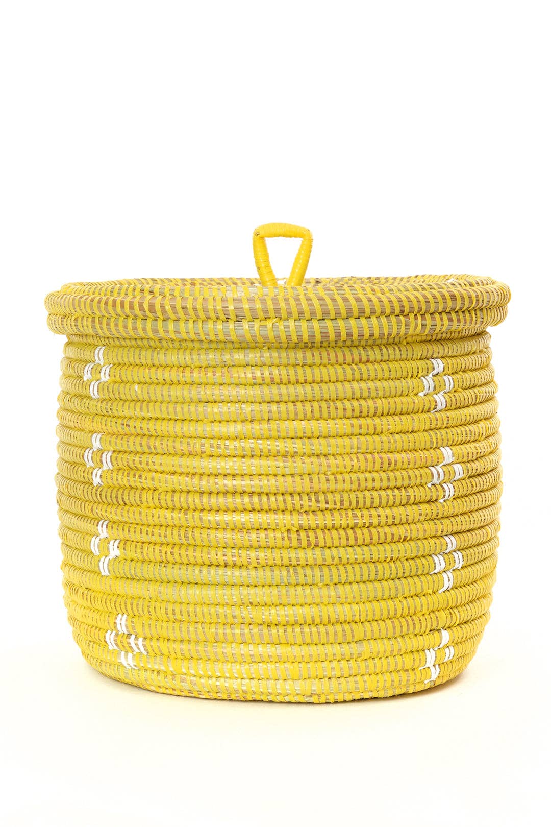 Yellow and White Blossom Lidded Storage Basket