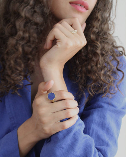 Lacuna Ring in Silver &amp; Lapis