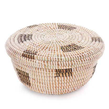 Black &amp; White Lidded Storage Box Basket