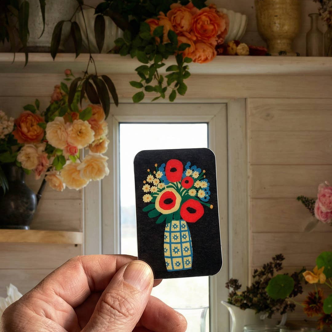 Folk Flower Vase Sticker