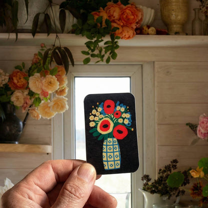 Folk Flower Vase Sticker