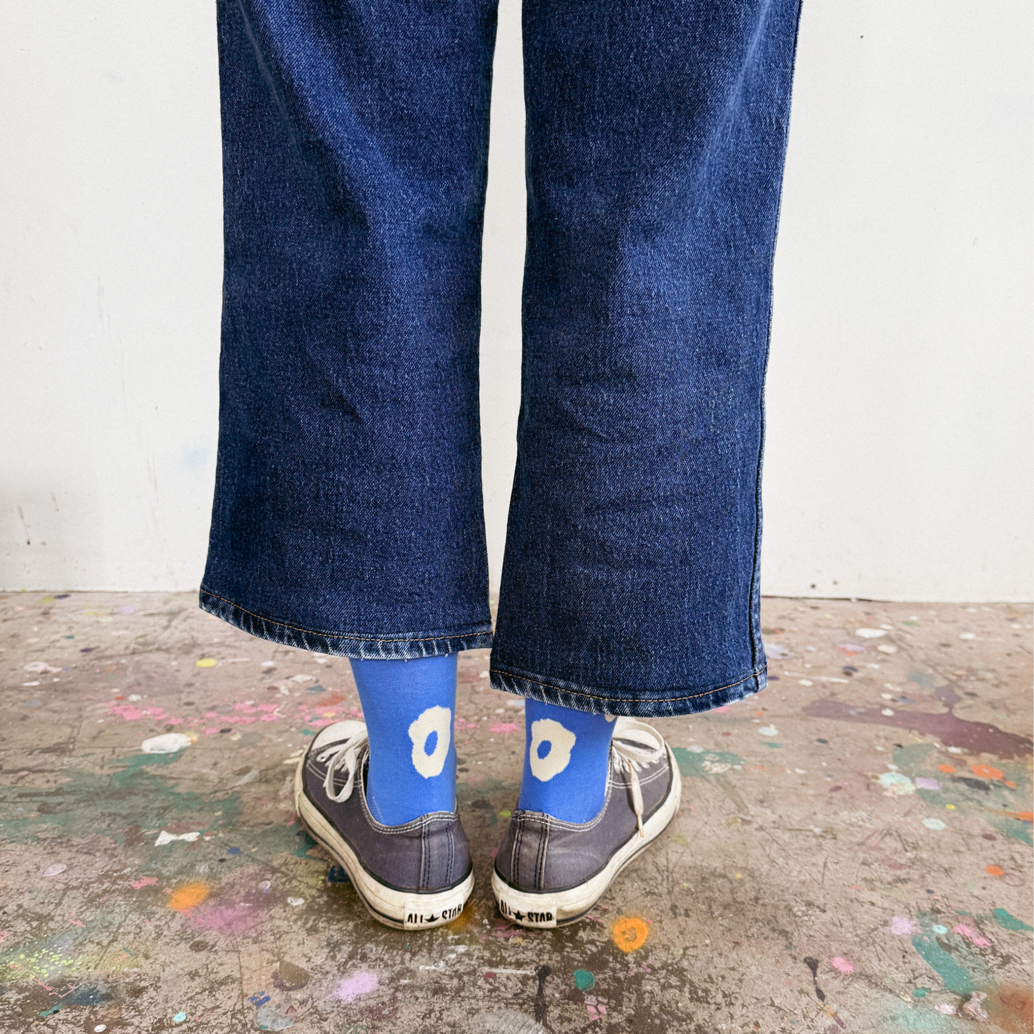 Crew Socks - Celeste in Ultramarine Blue &amp; Natural