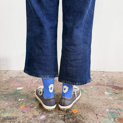Crew Socks - Celeste in Ultramarine Blue &amp; Natural