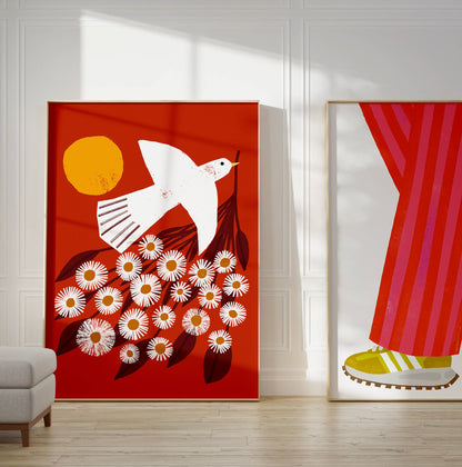 Red Dove Art Print