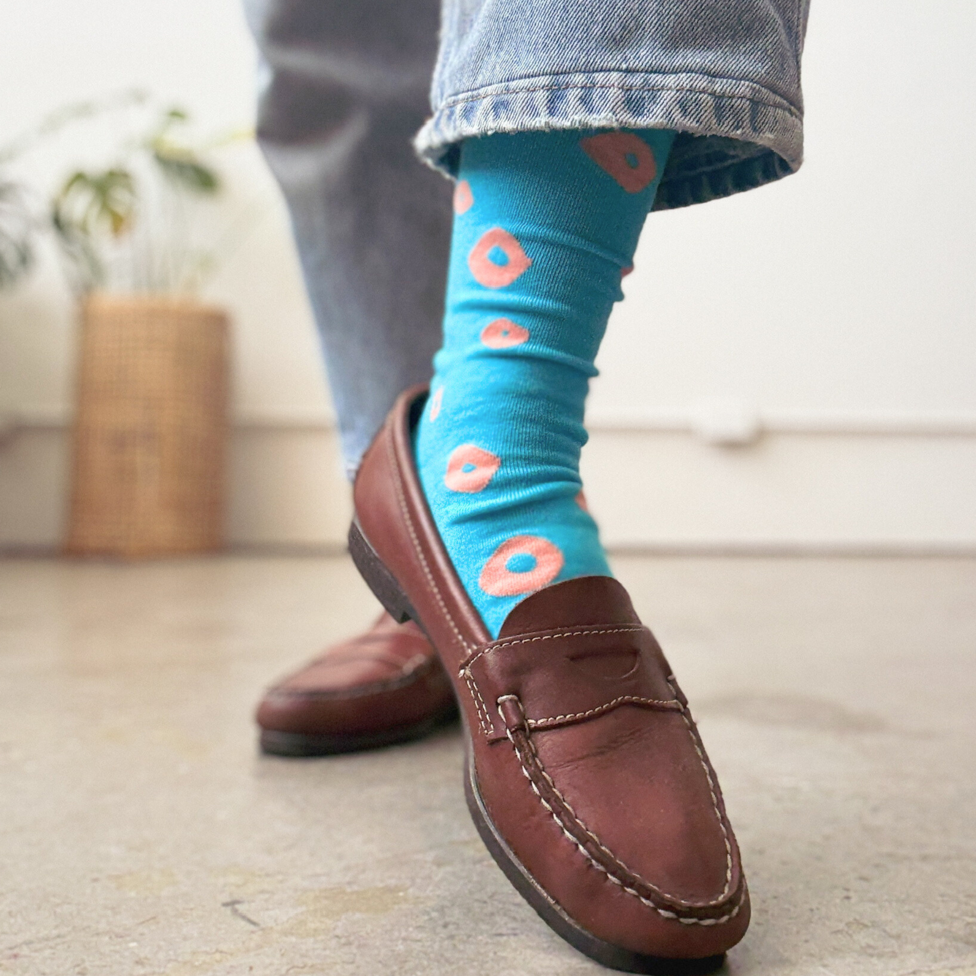 Crew Socks - Lucy - Peach &amp; Capri