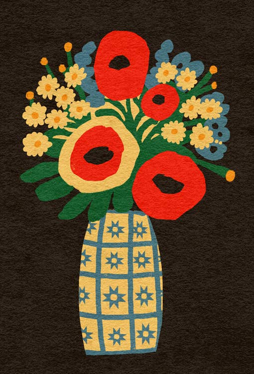 Folk Flower Vase Sticker
