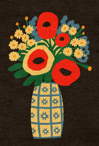 Folk Flower Vase Sticker