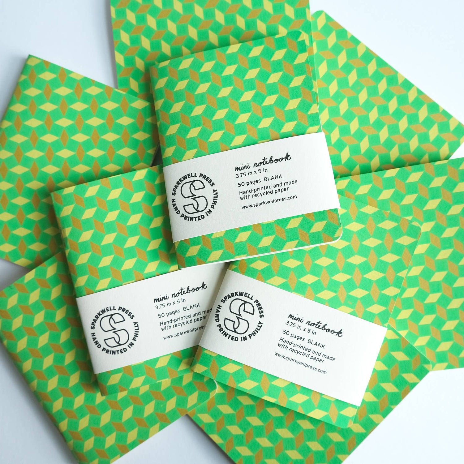 Box Pattern Mini Notebook - Green 