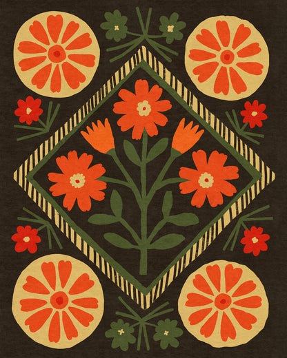Folk Garden in Bloom Art Print