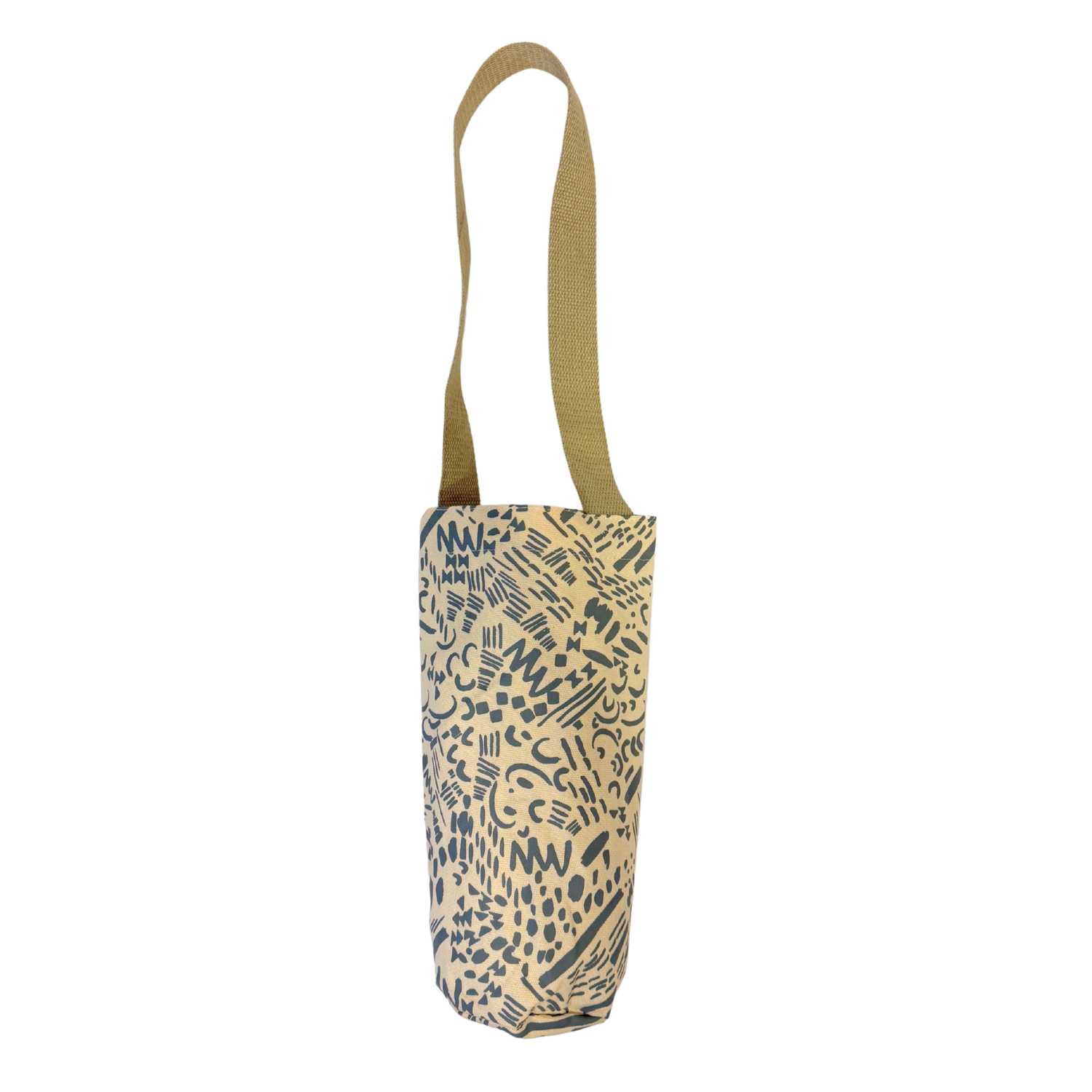The Wine Tote - Dashes &amp; Moons - Warm Grey - Natural