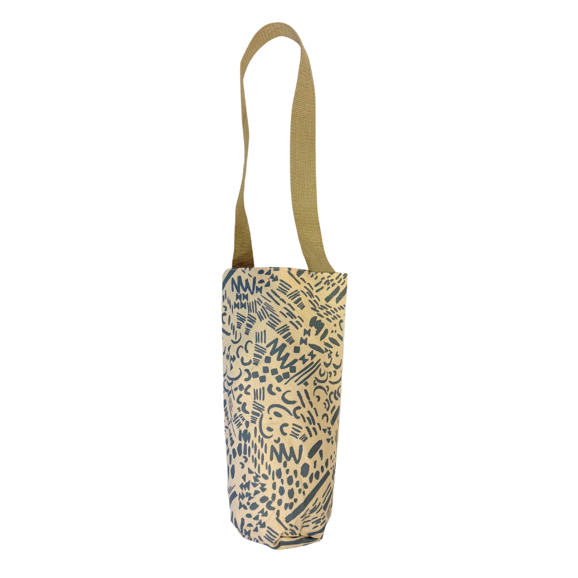 The Wine Tote - Dashes &amp; Moons - Warm Grey - Natural