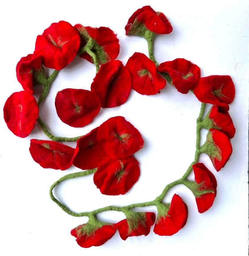 Garland - Felt Flower Vine - Red