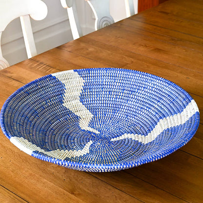 Blue and White Lightning Grain Basket